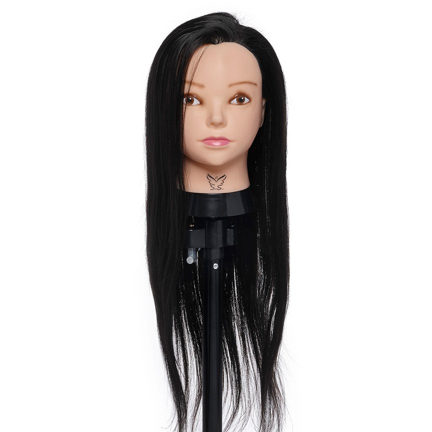 estilo cabelo, Cabeça boneca para maquiagem com secador cabelo