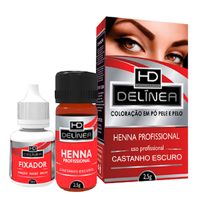 Kit Henna Profissional Coloração em Pó HD Delinea 2,5g