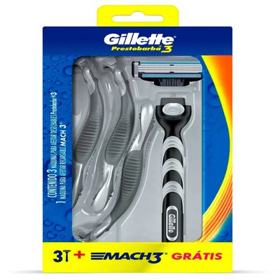 Kit de Aparelhos de Barbear Prestobarba 3 + Gillette Mach3 Grátis