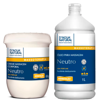 Kit Creme Neutro + Óleo de Massagem Neutro D'agua Natural