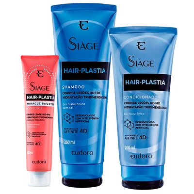 Kit Siàge Hair-Plastia Shampoo + Condicionador + Miracle Booster Acid Color Eudora